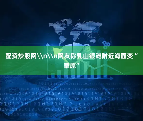配资炒股网\n\n网友称乳山银滩附近海面变“草原”